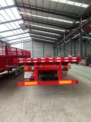 Semi-remorque à plateau à poutre principale en acier durable Q345B pour le transport de conteneurs de 20 pieds 40 pieds