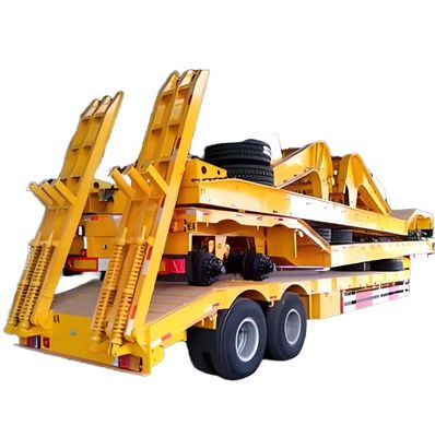 Semi-remorque à roues basses en acier pour le transport de machines de construction