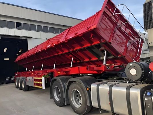 Semi-remorque à décharge latérale à 3 essieux pour camions de transport de céréales