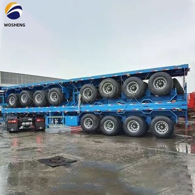 Semi-remorque à plat 3 essieux 4 essieux 20 pieds 40 pieds pour un transport de conteneurs sûr et fluide