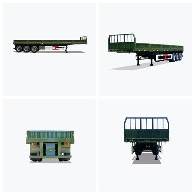Semi-remorque pour le transport de marchandises en vrac avec paroi latérale haute et plusieurs essieux sur paroi latérale de chute