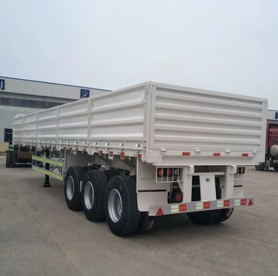 Semi-remorque à plateau de type clôture de 80 tonnes à trois essieux, remorque à plateau latérale pour camions avec carrosserie en acier
