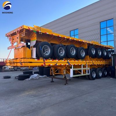 Container d'expédition Semi-remorque à lit plat avec 12 ensembles de verrouillage et 0 tonnes de charge utile maximale