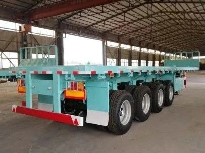 Semi-remorque à roues plates à 4 essieux à suspension mécanique pour le transport de conteneurs de 20 pieds 40 pieds