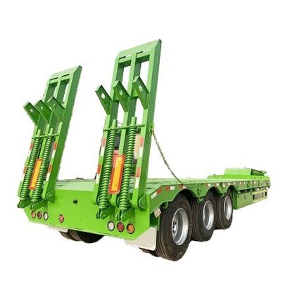 80T Ramp hydraulique à coude de poule lourde à lit bas Semi-remorque pour l'acier de camion bas