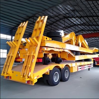 30 à 100 tonnes de roulement remorque de camion plat à chute extensible avec pneus personnalisés 12R22.5
