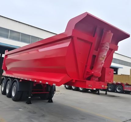 Semi-remorque à décharge arrière de 30 cbm pour la construction Couleur personnalisée 3 essieux Tare Poids 8,5 tonnes