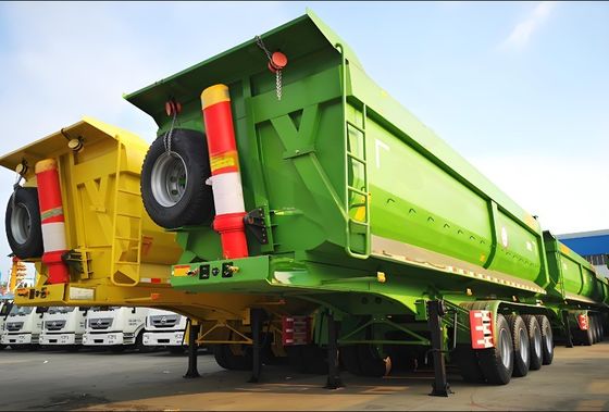 Semi-remorque à décharge arrière de 30 cbm pour la construction Couleur personnalisée 3 essieux Tare Poids 8,5 tonnes