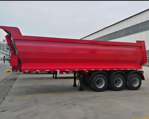 Semi-remorque à décharge arrière de 30 cbm pour la construction Couleur personnalisée 3 essieux Tare Poids 8,5 tonnes