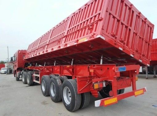 Trailer à bascule latérale pour le sable de pierre Tri 3 essieux 50 tonnes Side Dump Truck Semi-trailer