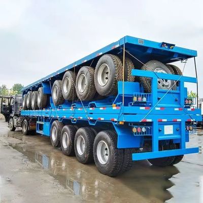 Charge utile élevée 50 tonnes 3 ou 4 axes Container de quai à plateau Semi-remorque sur mesure