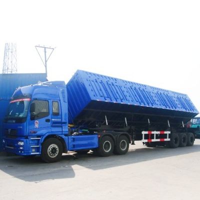 Capacité élevée 100 tonnes 3 axes Dump Side Tipper Semi-remorque pour le transport de grain de blé