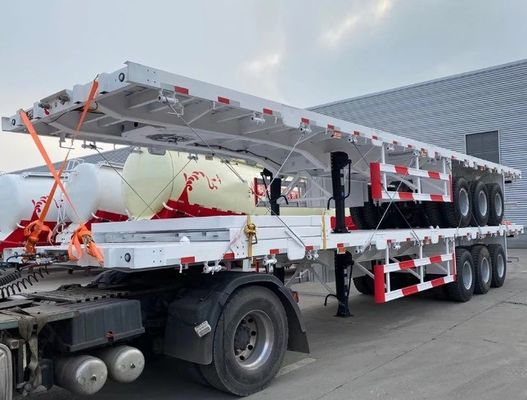 Semi-remorque à roues plates de 13 tonnes*3 à essieux flexibles avec verrouillage à 12 tours pour le transfert de conteneurs