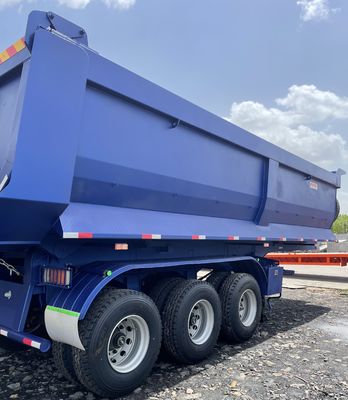 Container inférieur 3 axes arrière semi-remorque à décharge avec ressort à feuille et 28t lourd