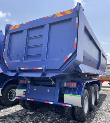 Container inférieur 3 axes arrière semi-remorque à décharge avec ressort à feuille et 28t lourd
