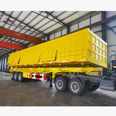 3 essieux de poids lourd en acier à bascule latéral Dump Semi-remorque pour le transport de marchandises Suspension aérienne