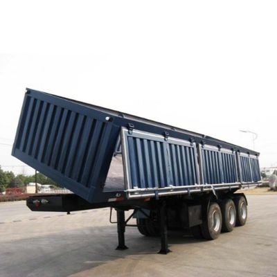 3 essieux de poids lourd en acier à bascule latéral Dump Semi-remorque pour le transport de marchandises Suspension aérienne