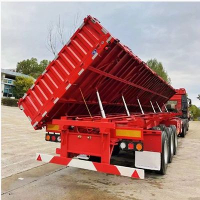 3 essieux de poids lourd en acier à bascule latéral Dump Semi-remorque pour le transport de marchandises Suspension aérienne