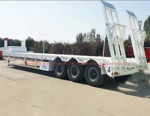 Container à lit bas Chargeur de châssis Lowboy Semi-remorque pour le transport de marchandises lourdes