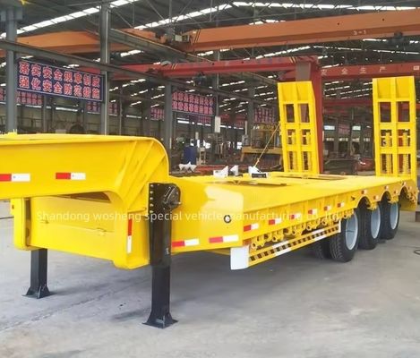 Wosheng 3 essieux 12 roues jaune basse couche basse couche conteneur châssis chargeur semi-remorque