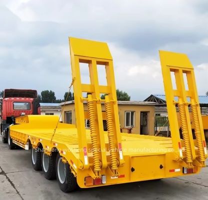 Wosheng 3 essieux 12 roues jaune basse couche basse couche conteneur châssis chargeur semi-remorque