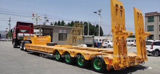 30TON/60TON/80TON/100TON Semi-remorque à lit bas avec conception à col d'oie et charge utile élevée
