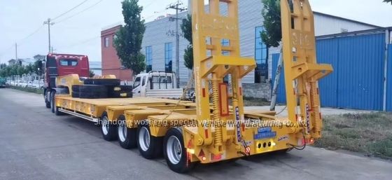 30TON/60TON/80TON/100TON Semi-remorque à lit bas avec conception à col d'oie et charge utile élevée