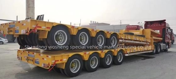 30TON/60TON/80TON/100TON Semi-remorque à lit bas avec conception à col d'oie et charge utile élevée