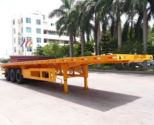 Couleur personnalisée 50 tonnes Charge utile 20/40ft Container Trainer Truck Semi-remorque à plat