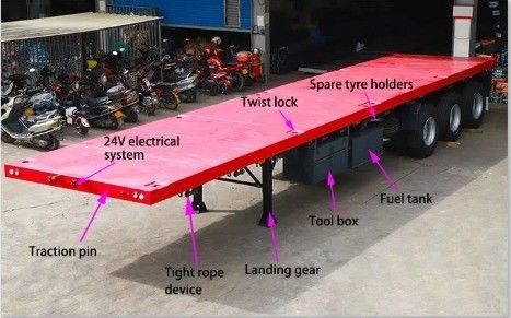 Trailers à trois essieux multi-fonction avec 12.00R22.5 Pneus de 12500x2500x1600-3100mm
