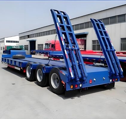 Semi-remorque à 4 essieux pour le transport de marchandises lourdes avec faisceau principal en acier Q345B / T700