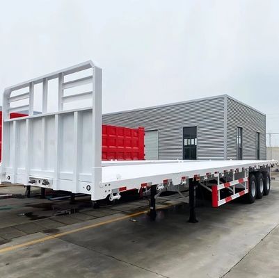 Transport de marchandises lourdes 20 pieds 40 pieds conteneur semi-remorque à lit plat avec 3 essieux et acier