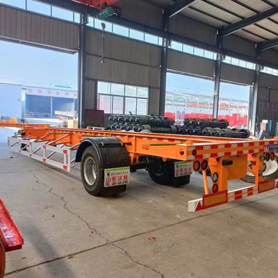 Chassis en acier à trois essieux, 20 ft 40 ft, semi-remorque à squelette avec suspension mécanique