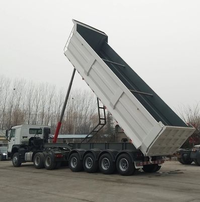 Semi-remorque hydraulique à décharge arrière de type U à 3 essieux de 20 à 80 tonnes pour remorques de camions à bascule