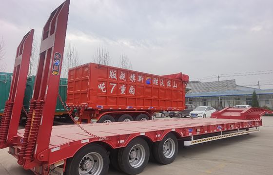 Camion de chargement de conteneurs en acier à lit bas Chassis semi-remorque à 3 essieux et 12 roues