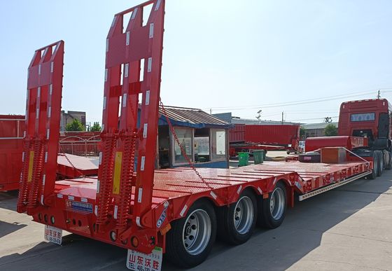Camion de chargement de conteneurs en acier à lit bas Chassis semi-remorque à 3 essieux et 12 roues