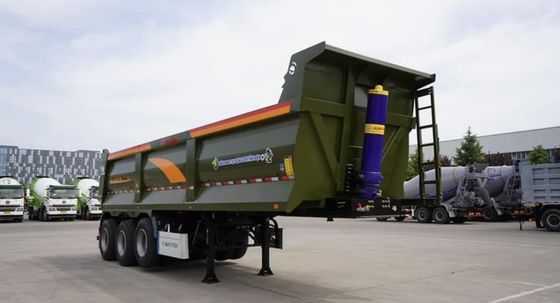 60 tonnes de remorque arrière de décharge Durable et sûr remorque de camion avec suspension mécanique