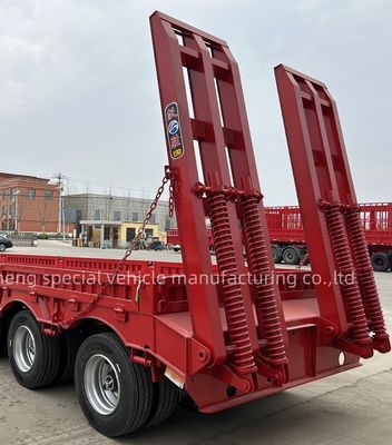 Wosheng 4 Axle Semi-remorque à lit bas à lit bas remorques pour camions avec suspension pneumatique