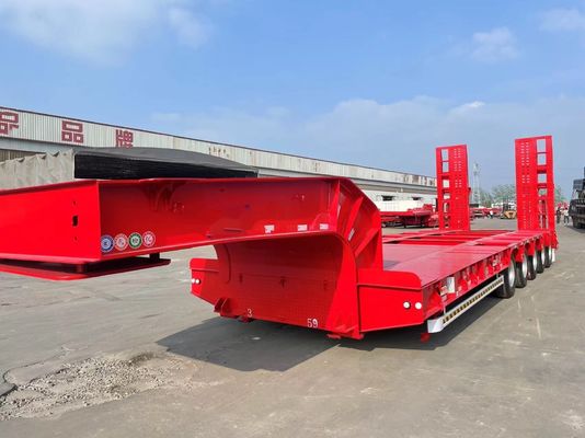 Wosheng 4 Axle Semi-remorque à lit bas à lit bas remorques pour camions avec suspension pneumatique