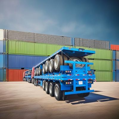 Solution de transport: semi-remorque à roues plates à 3-4 essieux avec une charge utile maximale de 50000 kg