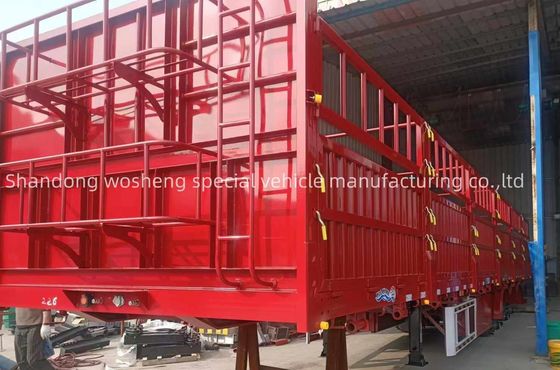 WS 60T 3 axes en acier haute clôture latérale Semi-remorque pour le transport de marchandises lourdes abordable