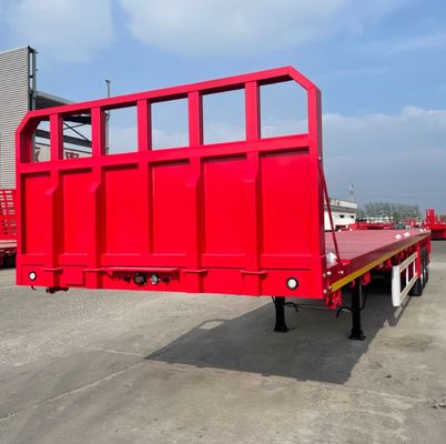 Capacité de grande taille 3/4 essieu avant balayeur colonne latérale porte-conteneurs à plat camion semi-remorque