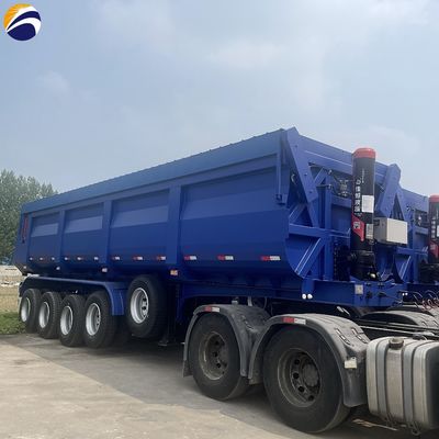 Tri-axe en forme de U, hydraulique à l'arrière, déchargeur de décharge, semi-camions, remorque pour le transport