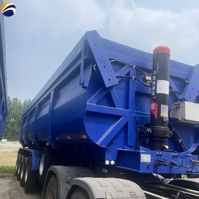 Tri-axe en forme de U, hydraulique à l'arrière, déchargeur de décharge, semi-camions, remorque pour le transport