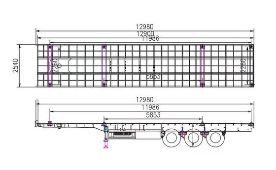 Transports d'équipements lourds Semi-remorque à trois essieux à pont plat de 7000 kg de poids total