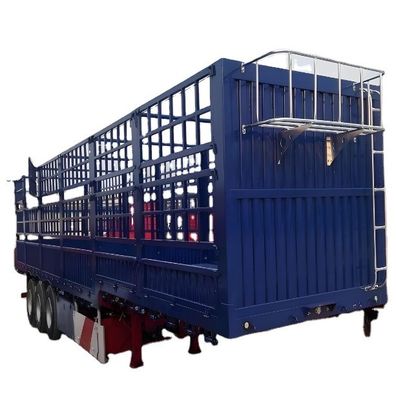 12400x2500x3650mm 60T/80T 3 essieux de clôture semi-remorque adapté pour les marchandises et le bétail