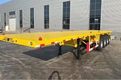 3 axes 4 axes 40-120T Semi-remorque de chargement à plat pour conteneur de 20 pieds 40 pieds 45 pieds 53 pieds