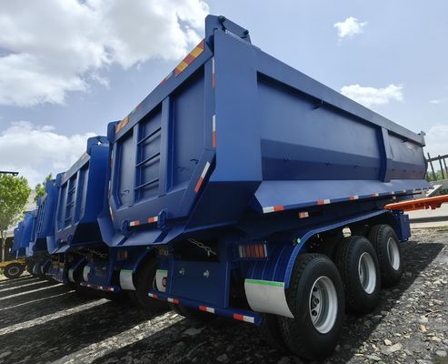 Semi-remorque en acier à trois essieux arrière à décharge de 80 tonnes à quatre essieux à remorque à remorque
