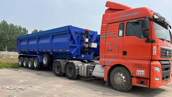 Semi-remorque en acier à trois essieux arrière à décharge de 80 tonnes à quatre essieux à remorque à remorque