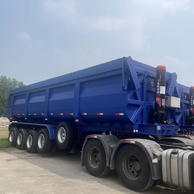 Semi-remorque en acier à trois essieux arrière à décharge de 80 tonnes à quatre essieux à remorque à remorque